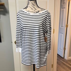 NWT Lucky Brand Navy and White Striped Long Sleeve Top